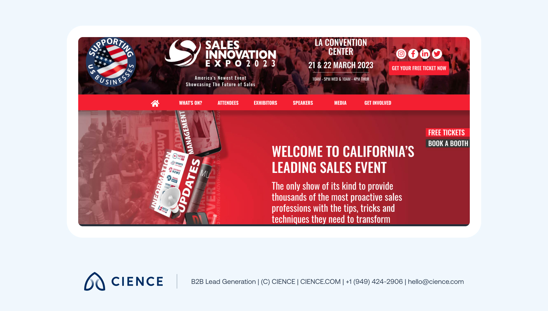 Exhibition hall at Sales Innovation Expo with vendor booths and sales professionals